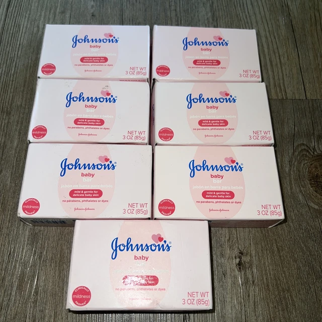 Lot 7 Johnson's Baby Bar Soap 3oz Mild Gentle NO parabens NO Phthalates NO Dyes