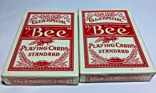 Bee 92 Red Club Special Las Vegas Club Standard Playing Cards 2 Decks