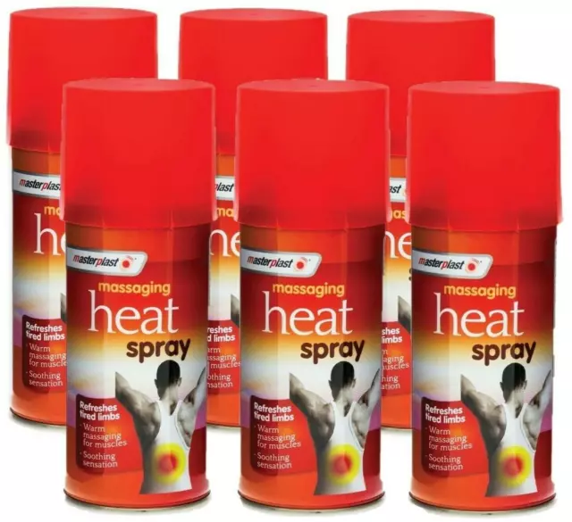 6x MASTERPLAST HEAT SPRAY Sports Sprains Injury Deep Muscular Fast Pains Relief