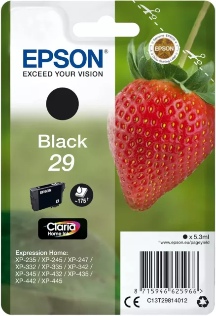 Epson 29 cartouche d'encre Noire authentique C13T29814012 (TVA incluse)
