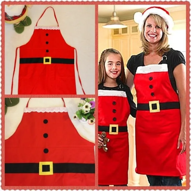 Women Kids Christmas Santa Clause Kitchen Barbecue Party Apron vest protector