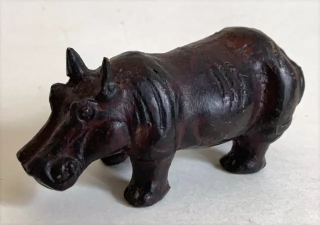 Vtg Solid Bronze Hippopotamus Statue hippo figurine Paperweight 4.5" x 2.5"