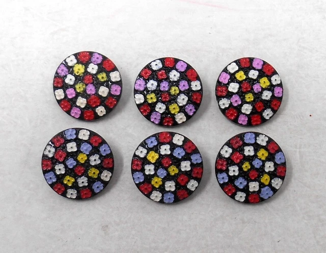 Lot De 6 Boutons Anciens Bleus à Pied Métal - Diamètre 2,1 Cm - Vintage, Référence 2994