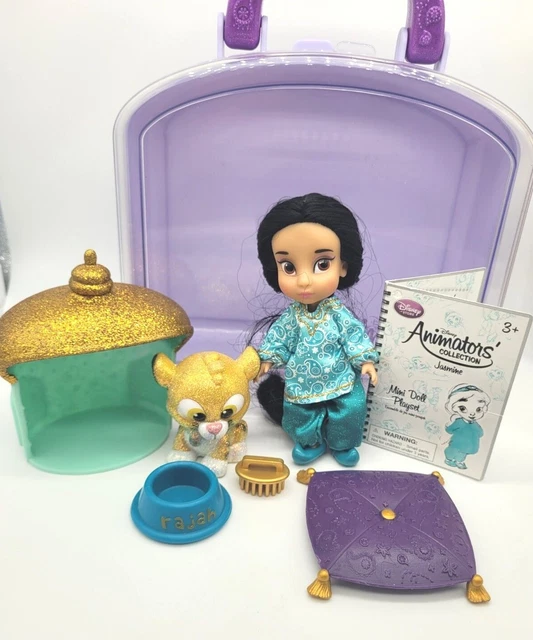 DISNEY ANIMATORS COLLECTION Jasmine Aladdin Mini Doll Playset EUC £15.