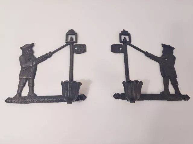 VG Inc Cast Iron Lamplighter Hanging Post Road Wall Candle Holders made  Taiwan