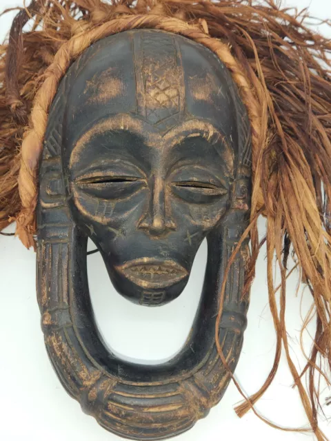 Tchokwe Mask from Angola, Wooden Female - Mwana Pwo - Mask with Fibre Hair.