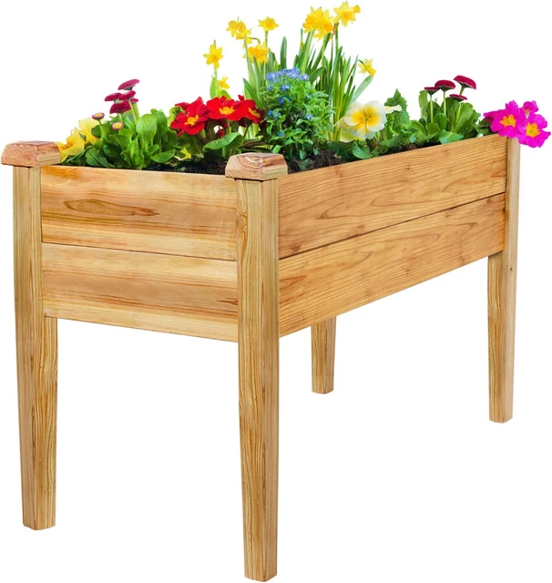 ELEVATED WOOD RAISED Garden Bed Kit Planter Box Stand for Backyard