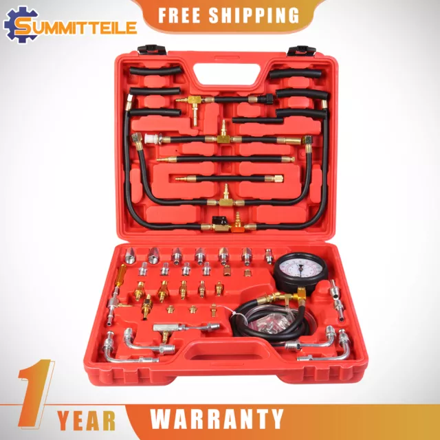 Gasoline Fuel Injection Pressure Tester Gauge Tool Kit System 140 psi 10bar