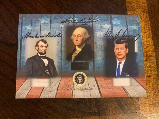 President John F. Kennedy Abraham Lincoln George Washington Hair strand Relic US