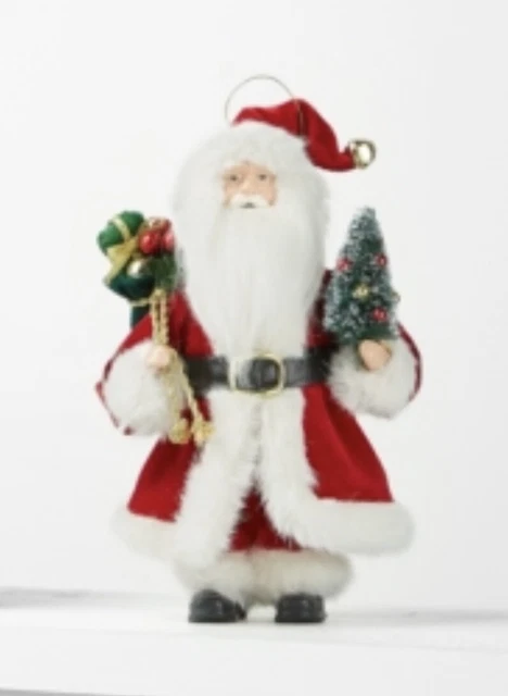 Holiday Lane Santa Ornament with Tree and Gift Bag