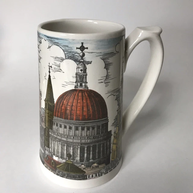 VINTAGE RARE HOLKHAM Pottery Tankard w/ Cathedral Church Spires Skyline