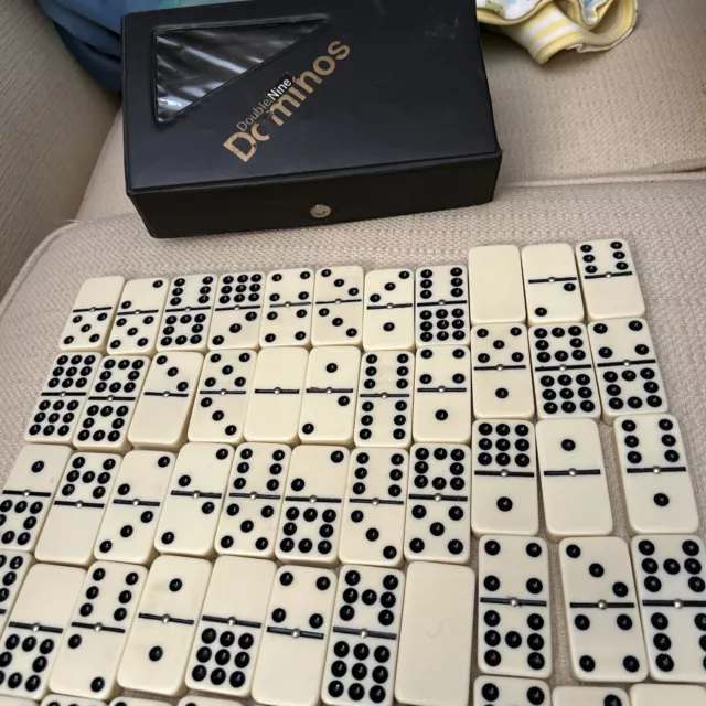 Vintage Double Nine Pressman Tournament Dominoes 55 Piece Bakelite Complete