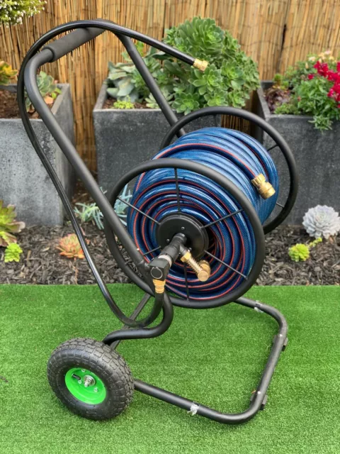 OzFlex 18mm Garden Hose with ZORRO Steel Reel Cart & Brass Fittings