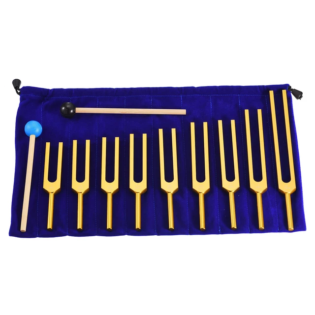 Tuning Fork Set 9 Pcs Tuning Forks Aluminium Alloy for Instrument Golden