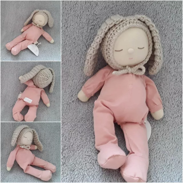 Dozy Dinkum Doll Clothes - Hand Crocheted Bunny Ears Hat  - 47 Colours Available