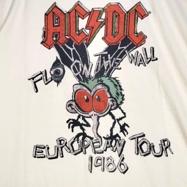 Lucky Brand ACDC Shirt ADULT EXTRA LARGE XL WHITE CREAM METAL CONCERT TOUR NWT