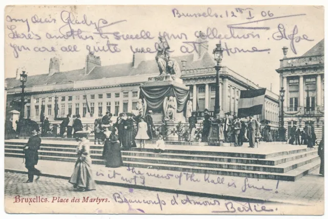 Bruxelles Place des Martyrs Brussels Belgium CPA Carte Postale Posted 1906