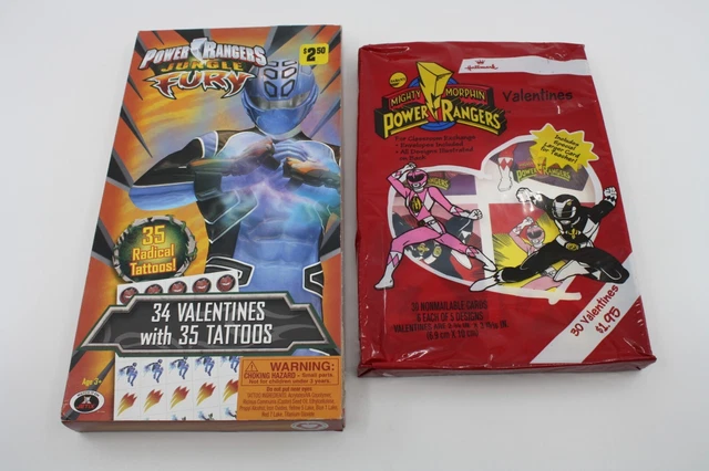 Mighty Morphin Power Rangers Jungle Fury Valentines Cards Tattoos New