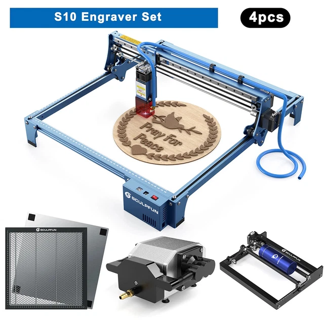 SCULPFUN S10 LASER Engraver Cutter +Air Pump Compressor+Extension Kit