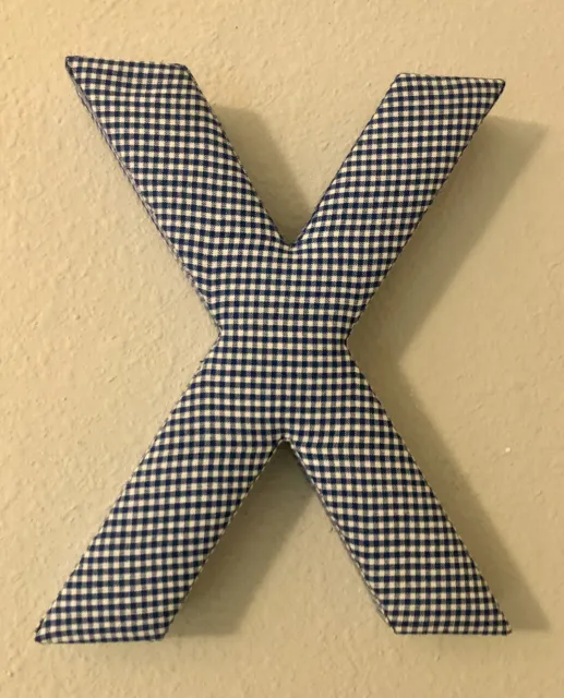 Fabric Covered Wall Letter - Blue Gingham - Letter X