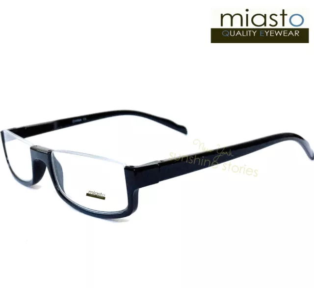 Miasto Top Rimless Rectangle Half Reader Reading Glasses+1.50 Black Large~ Flex