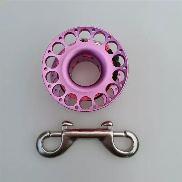 Stainless Steel Scuba Diving Finger Spool Reel & Clip Hook 100Ft Pink Line