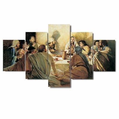 5 Panels Jesus Last Supper Canvas Wall Art Religious Christ Poster Decoration 3