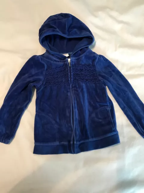 Little Miss Attitude Long Sleeve Blue Velour Hoodie ~ Size S (4-5)