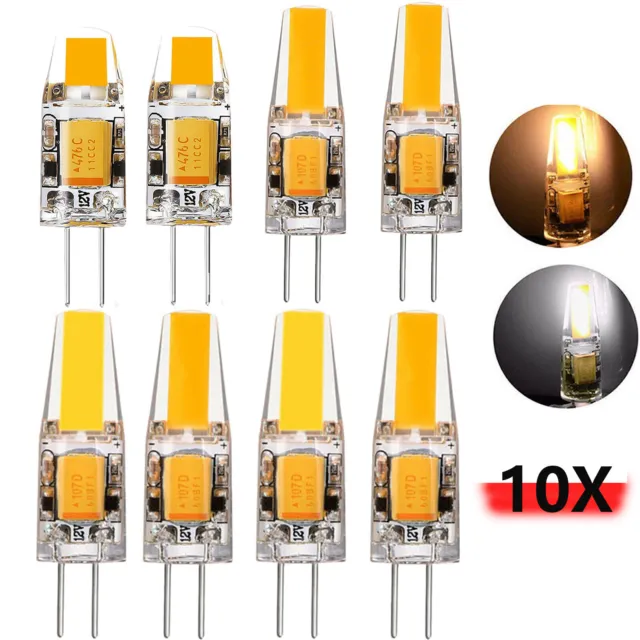 10 x G4  LED COB 3W 6W 8W Dimmbar AC/DC 12V klar =Halogen Lampe warmes Licht