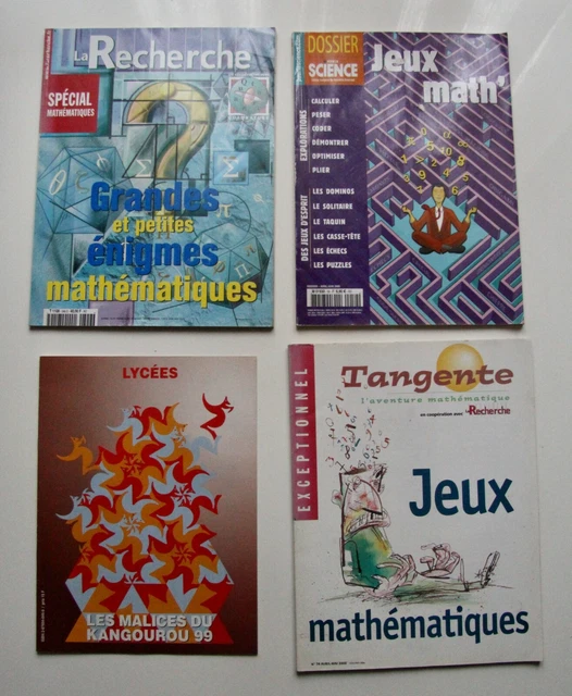 LOT DE 4 magazines mathématique Pour La Science La recherche Tangente ...