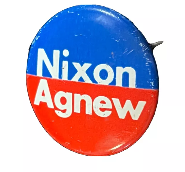 1972 Richard Nixon Spiro Agnew 29mm Pin Republican Campaign Button Green Duck Co