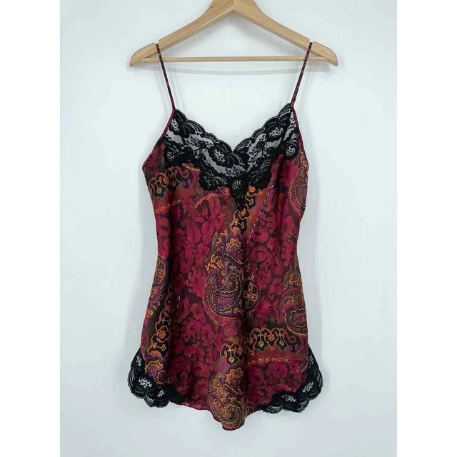 Vintage 90’s Victoria’s Secret Gold Label Slip Dress Lace Satin Paisley, Medium