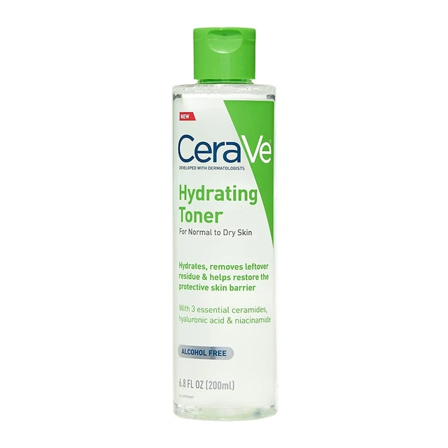 Tóner hidratante facial CeraVe no alcohólico con ácido hialurónico, niacinamida,
