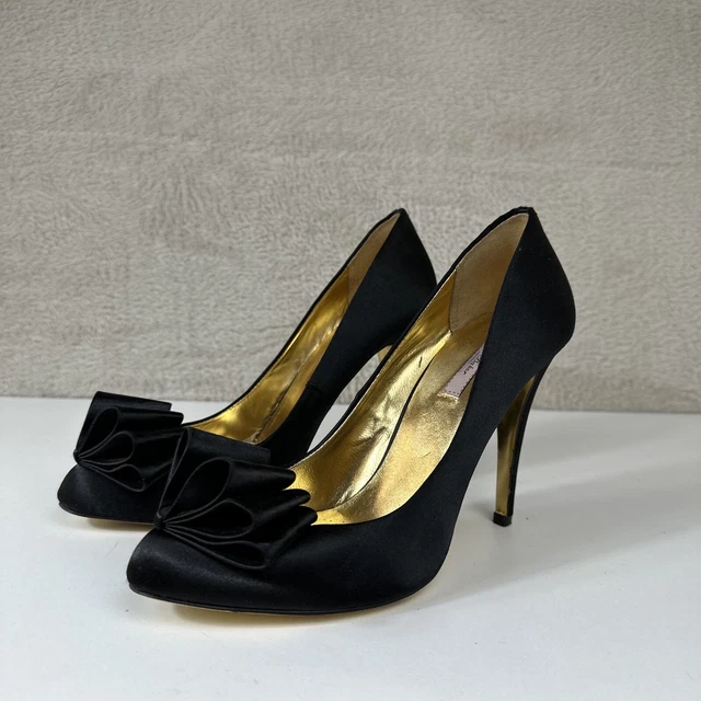 TED BAKER MAYTER Black Satin Heel with Bow UK Size 7 Prom
