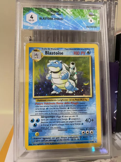 Pokemon Blastoise 2/102 set base Holo ita graad 4 psa