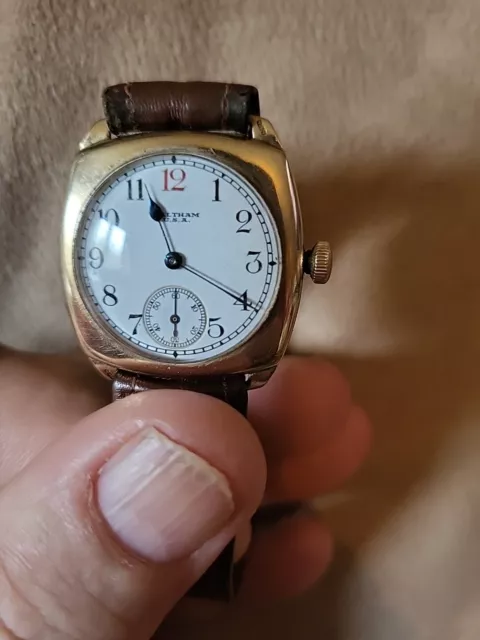 9k Solid Gold Waltham Trench Men's Watch 9ct 1930s