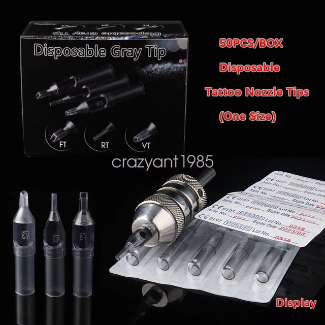 50Pcs / set Plástico desechable tatuaje accesorios boquilla aguja tubo puntas RT FT DT