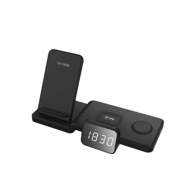 5 in 1 Wireless Charging Vertical Stand with Time Display