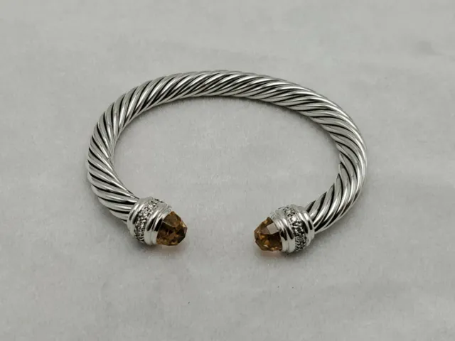 David Yurman 7mm Cable Bracelet with Morganite and Diamonds size M