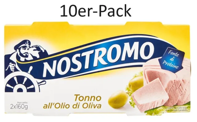 10er-Pack Nostromo Thunfisch Tonno all'Olio d Oliva,Thunfisch in Olivenöl,2x160g