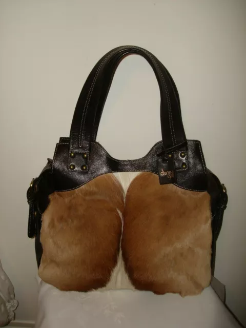 Diane Gail Springbok Hair Fur Antelope Genuine Leather Shoulder Large Bag Purse