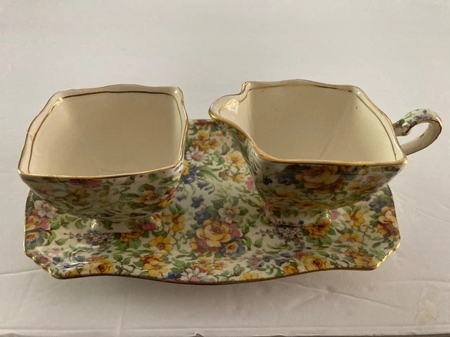 Grimwades Royal Winton Chintz Creamer, Sugar Bowl and Tray vintage
