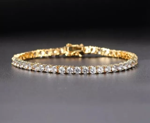 14K YELLOW GOLD Plated 6 CT Lab Created Diamond Women's Tennis Bracelet ...