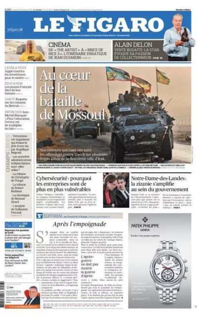 Le Figaro 18.10.2016 N°22453 *MOSSOUL*Alain DELON*THE ARTIST*CYBERSECURITE*TABAC