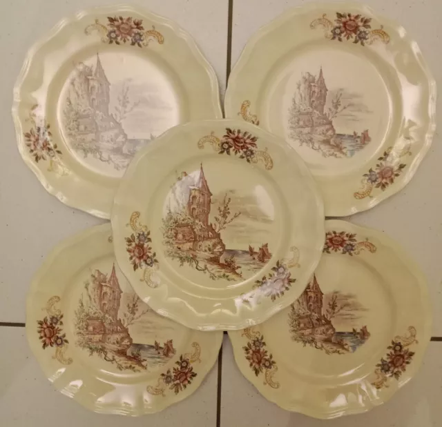 Sarreguemines Modele Balmoral Lot De 5 Assiettes Plates En Faience