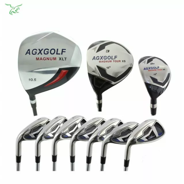 AGXGOLF MEN'S LEFT or RIGHT HAND GOLF SET wDRIVER, 3WD, 3HY+5-9 IRONS+PW, SW, PT