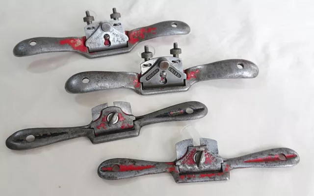 Vintage Flat/Curved Sole Woodworking Spokeshaves 3 x RECORD & 1 x MARPLES & SONS