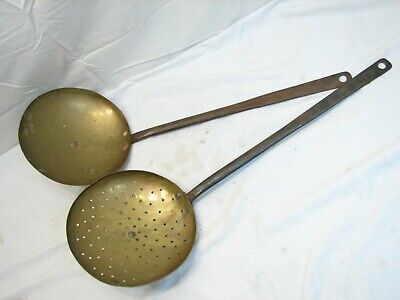 Early Blacksmith Hand Forged Kitchen Tool Brass Soup Ladle Cooking Spoon Dipper