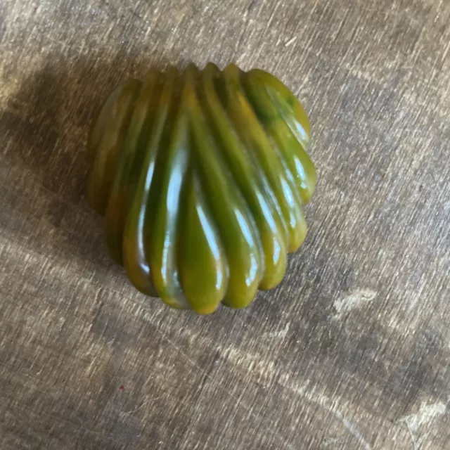 Vintage Carved Green Bakelite Dress Clip