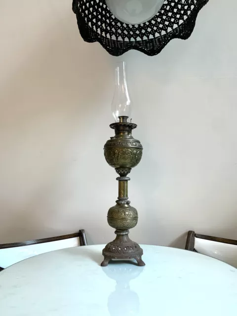 Rare Edward Miller Juno Antique Victorian Banquet Oil Lamp 22" Tall